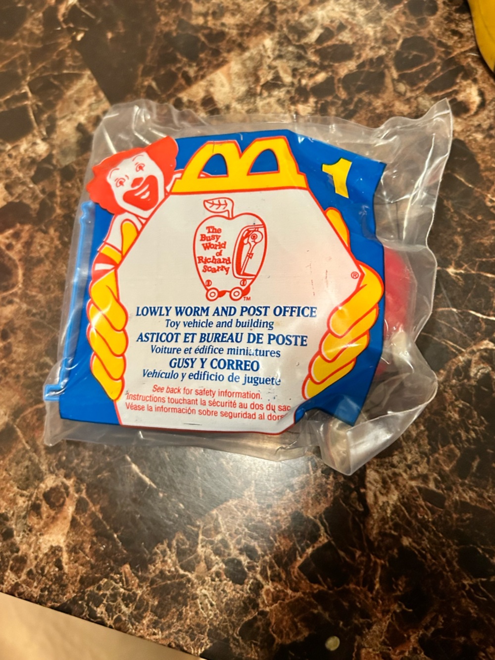 Vintage McDonald's Blue and Yellow Happy Meal Packaged Toy- lowly worm